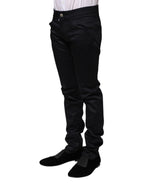 Schwarze Skinny Mid Waist Baumwollhose
