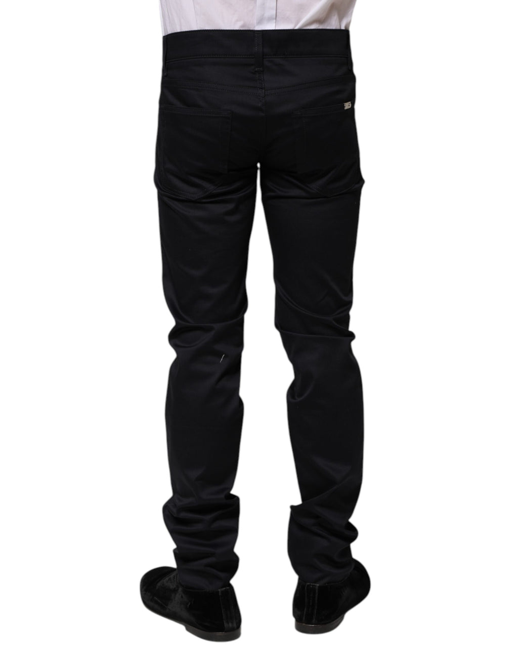 Schwarze Skinny Mid Waist Baumwollhose