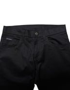 Schwarze Skinny Mid Waist Baumwollhose