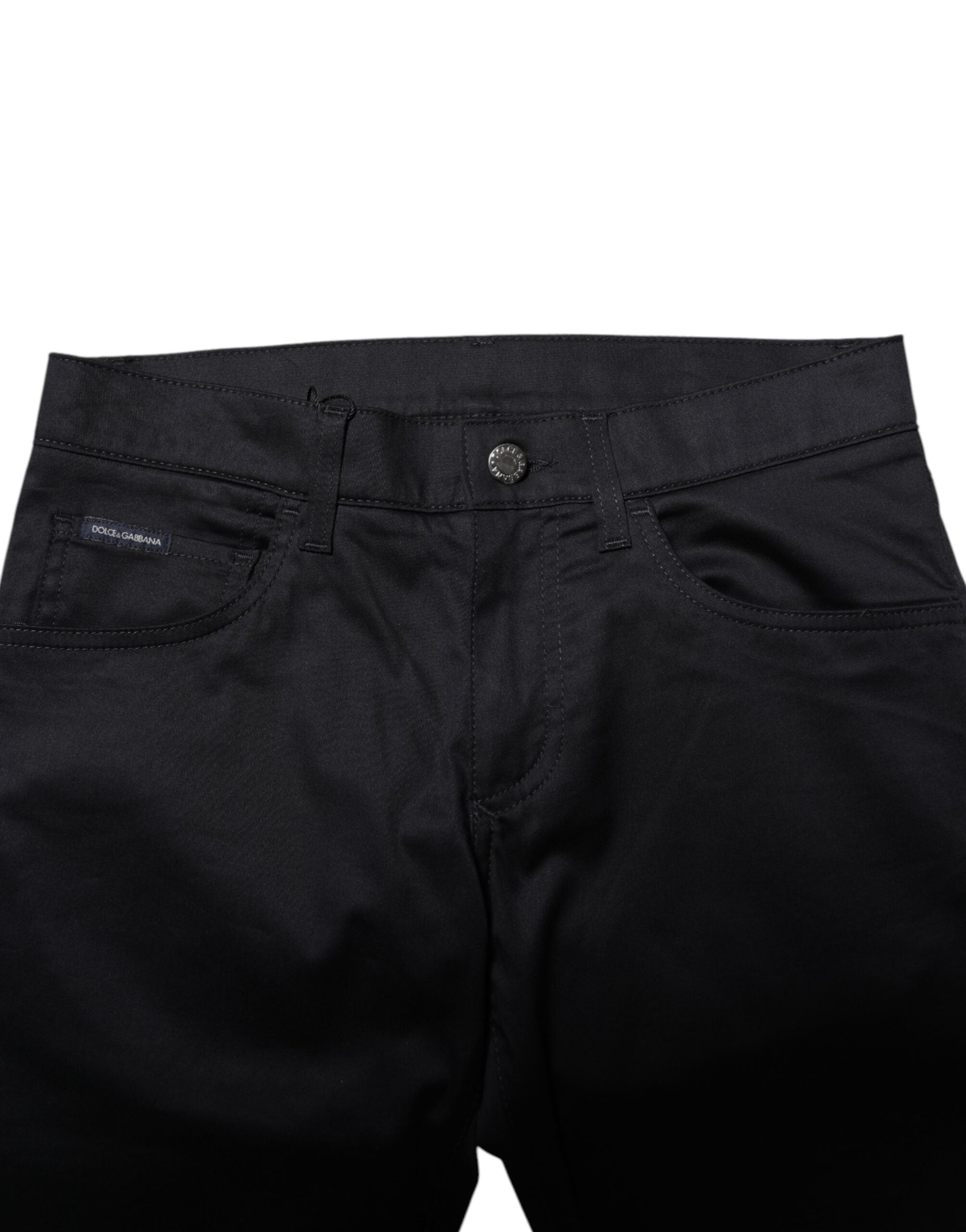 Schwarze Skinny Mid Waist Baumwollhose