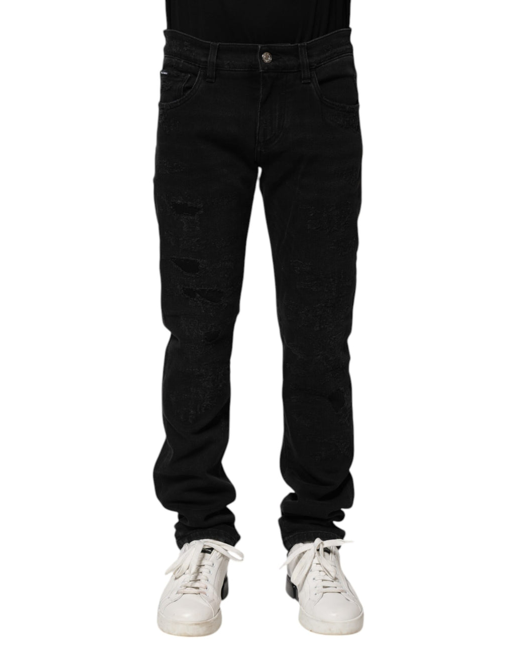 Black Cotton Skinny Herren Denim Jeans