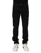 Black Cotton Skinny Herren Denim Jeans