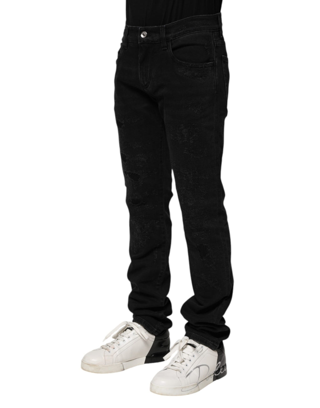 Black Cotton Skinny Herren Denim Jeans