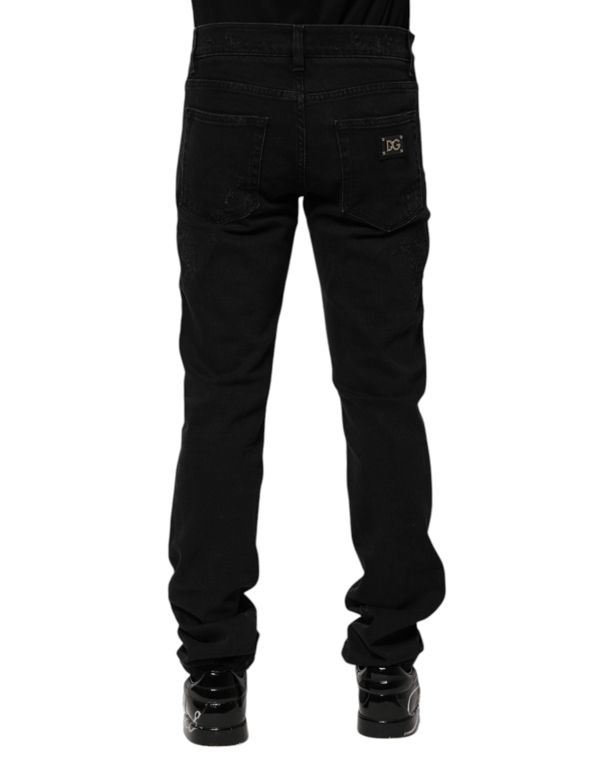 Black Cotton Skinny Herren Denim Jeans