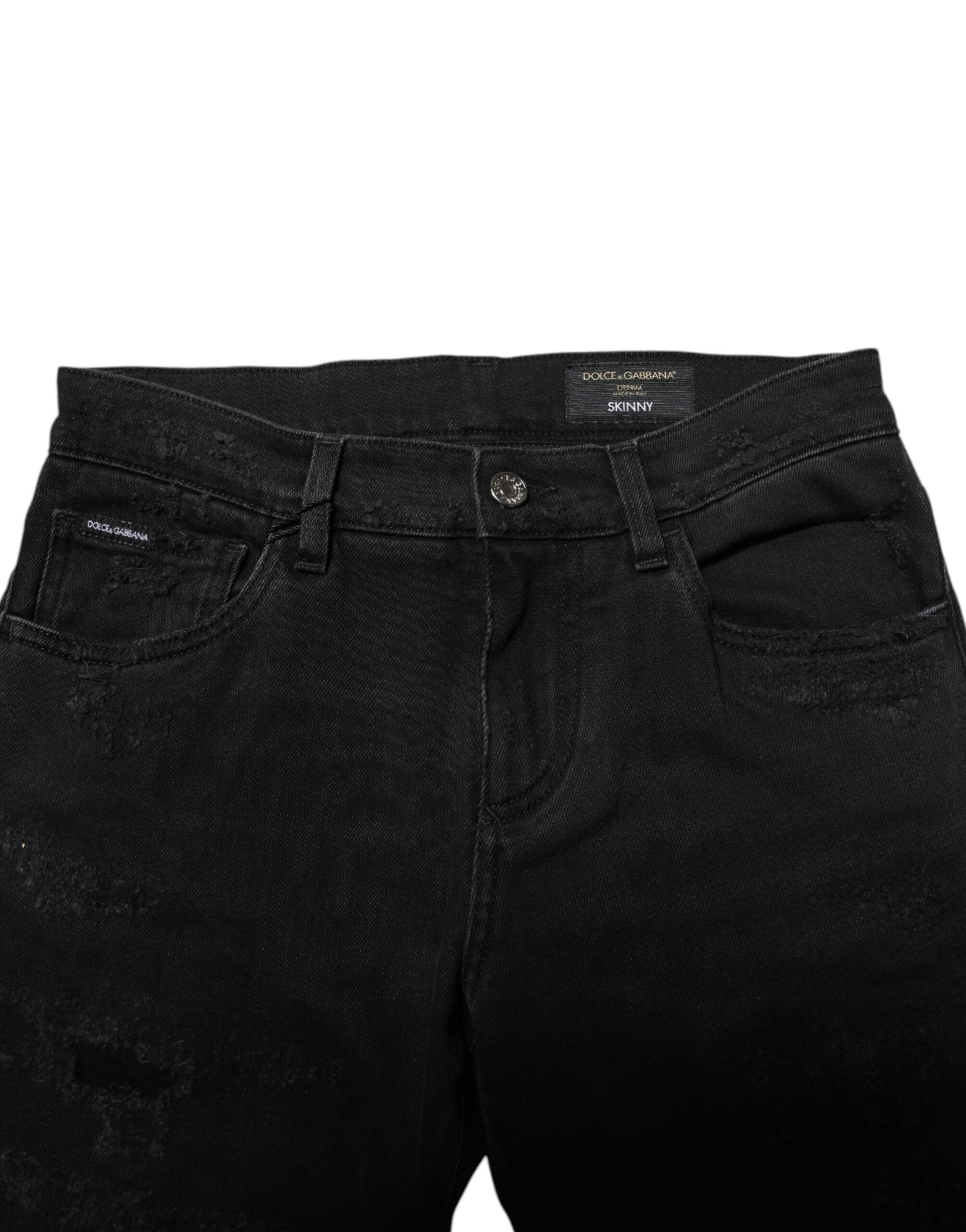 Black Cotton Skinny Herren Denim Jeans