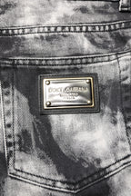 Black Tie Dye Straight Denim Jeans