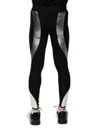 Black Silver Nylon Skinny Men Leggings Pants