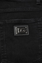 Jeans attillati da uomo in denim di cotone nero