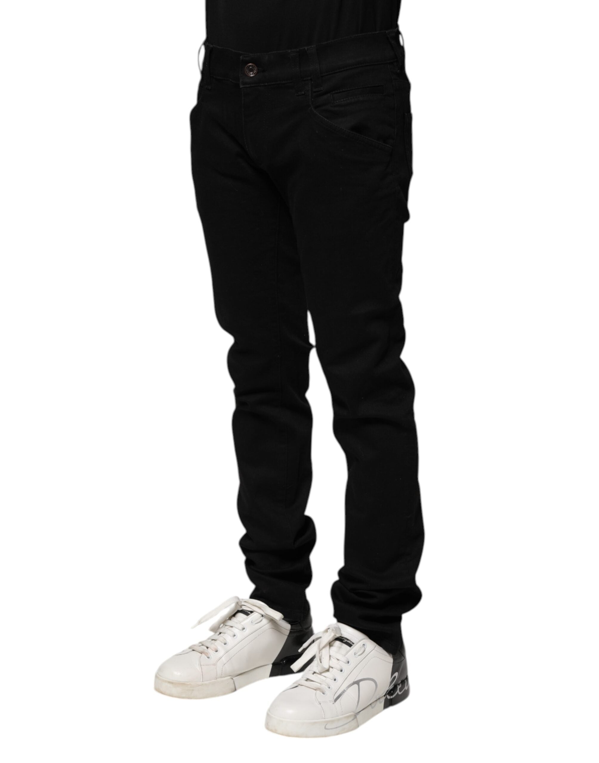 Schwarze Skinny Herrenjeans aus Baumwolle
