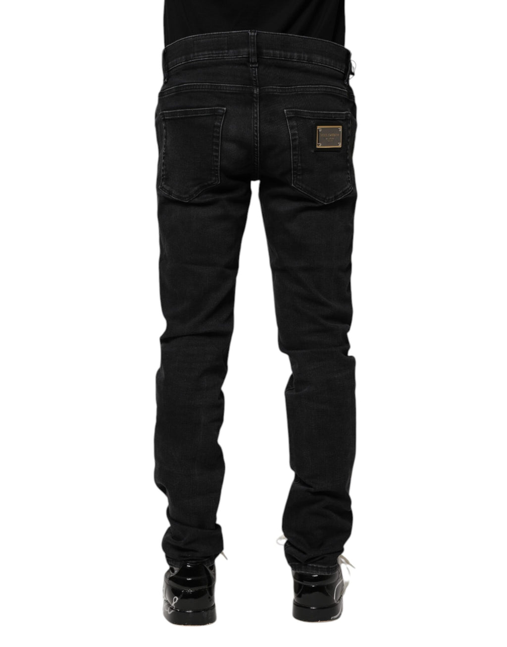Schwarze, schmale Herren-Denim-Jeans aus Baumwolle