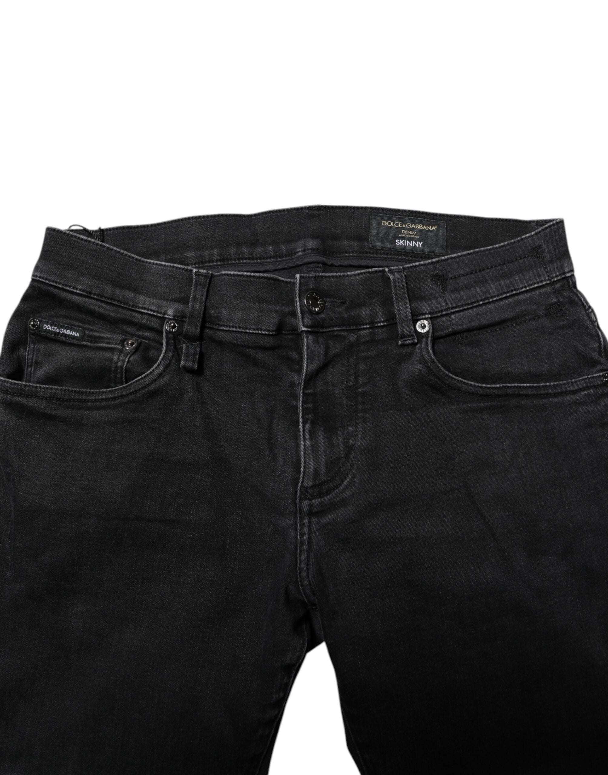 Schwarze, schmale Herren-Denim-Jeans aus Baumwolle
