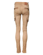 Brown Cotton Mid Waist Skinny Denim Jeans