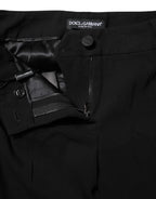 Black Wool Mid Waisted Tapered Dress Pants