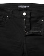 Black Cotton Skinny Mid Waisted Denim Jeans