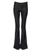 Blue Mid Waist Cotton Wide Leg Denim Jeans