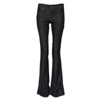Blue Mid Waist Cotton Wide Leg Denim Jeans