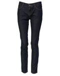 Blaue Röhrenjeans aus Baumwolle mit mittlerer Bundhöhe