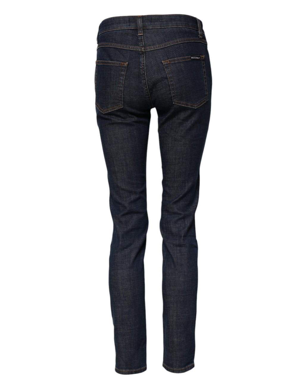 Blaue Röhrenjeans aus Baumwolle mit mittlerer Bundhöhe