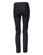 Blaue Röhrenjeans aus Baumwolle mit mittlerer Bundhöhe