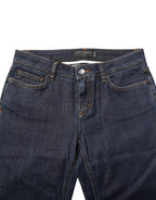 Blaue Röhrenjeans aus Baumwolle mit mittlerer Bundhöhe