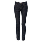 Blaue Röhrenjeans aus Baumwolle mit mittlerer Bundhöhe