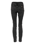 Gray Skinny Cotton Mid Waisted Denim Jeans