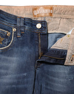 Blue Cotton Mid Waist Wide Leg Denim Jeans