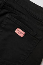 Black Skinny Cotton Mid Waisted Denim Jeans