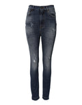 Blue Washed Cotton High Waisted Denim Jeans
