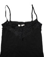 Black Wool Sleeveless Square Neck Tank Top