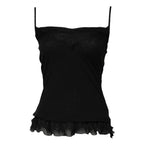 Black Wool Sleeveless Square Neck Tank Top