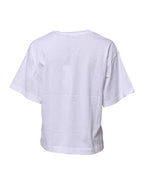 Weißes T-Shirt mit Rundhalsausschnitt und Grafikdruck aus Baumwolle