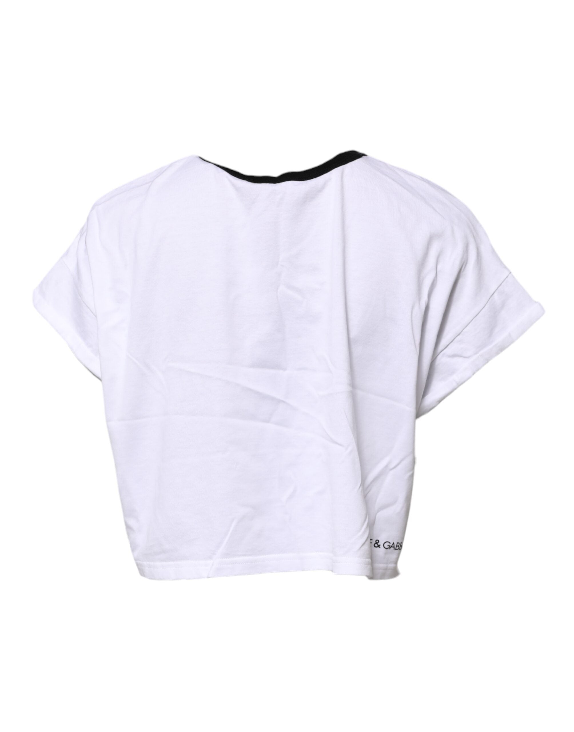 Weißes T-Shirt mit Rundhalsausschnitt, Grafikdruck und kurzem Schnitt