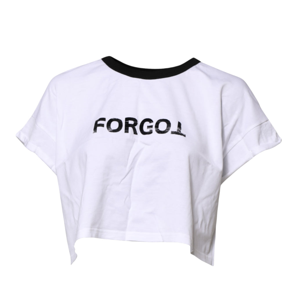 Weißes T-Shirt mit Rundhalsausschnitt, Grafikdruck und kurzem Schnitt