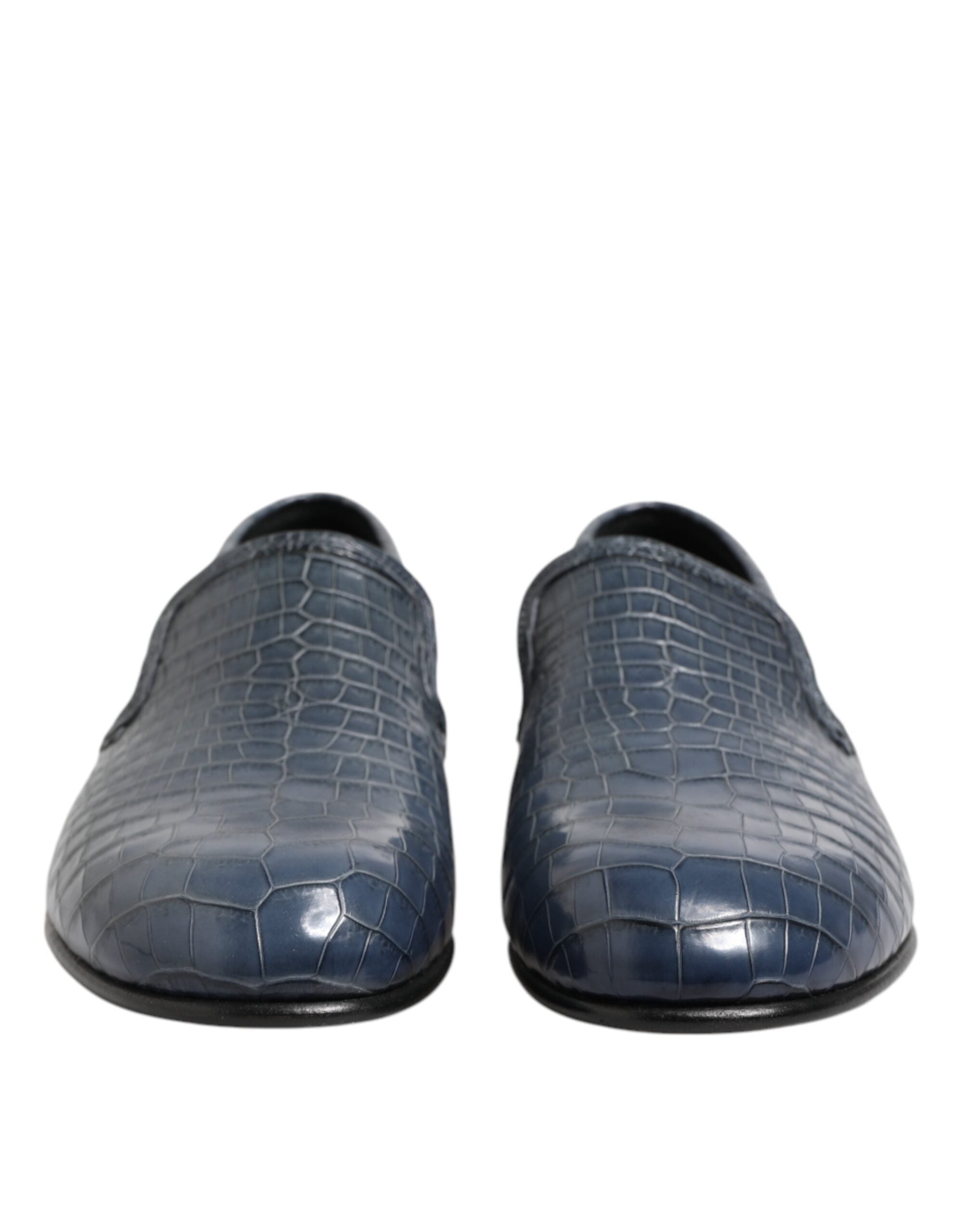 Blue Exotic Leather Slip-On Loafers Men's Dress Shoes
