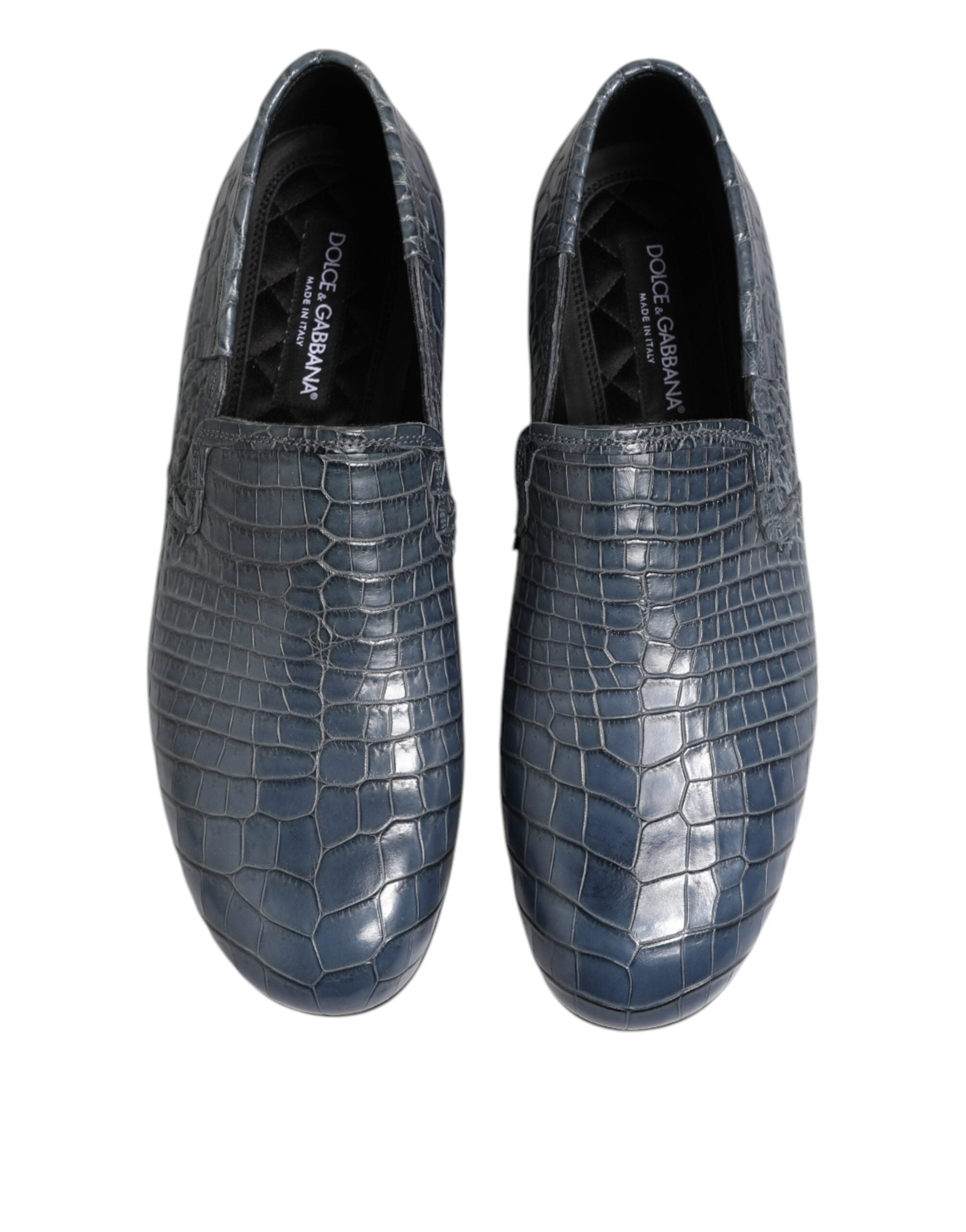 Blue Exotic Leather Slip-On Loafers Men's Dress Shoes