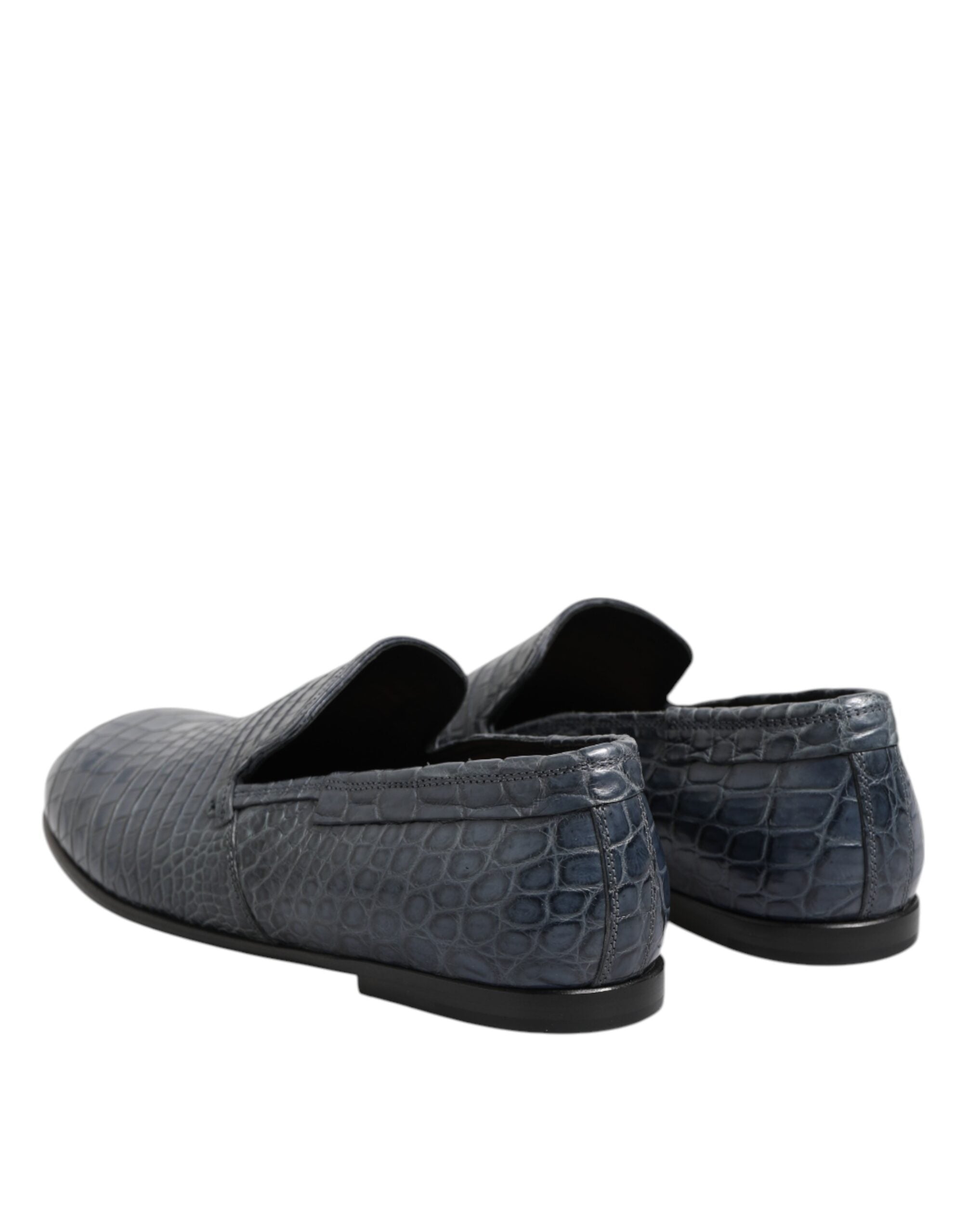 Blue Exotic Leather Slip-On Loafers Men's Dress Shoes