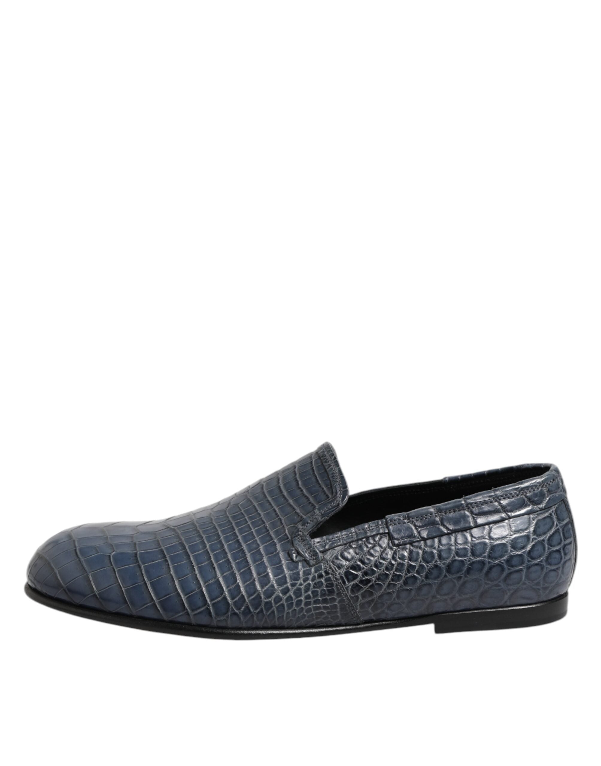 Blue Exotic Leather Slip-On Loafers Men's Dress Shoes