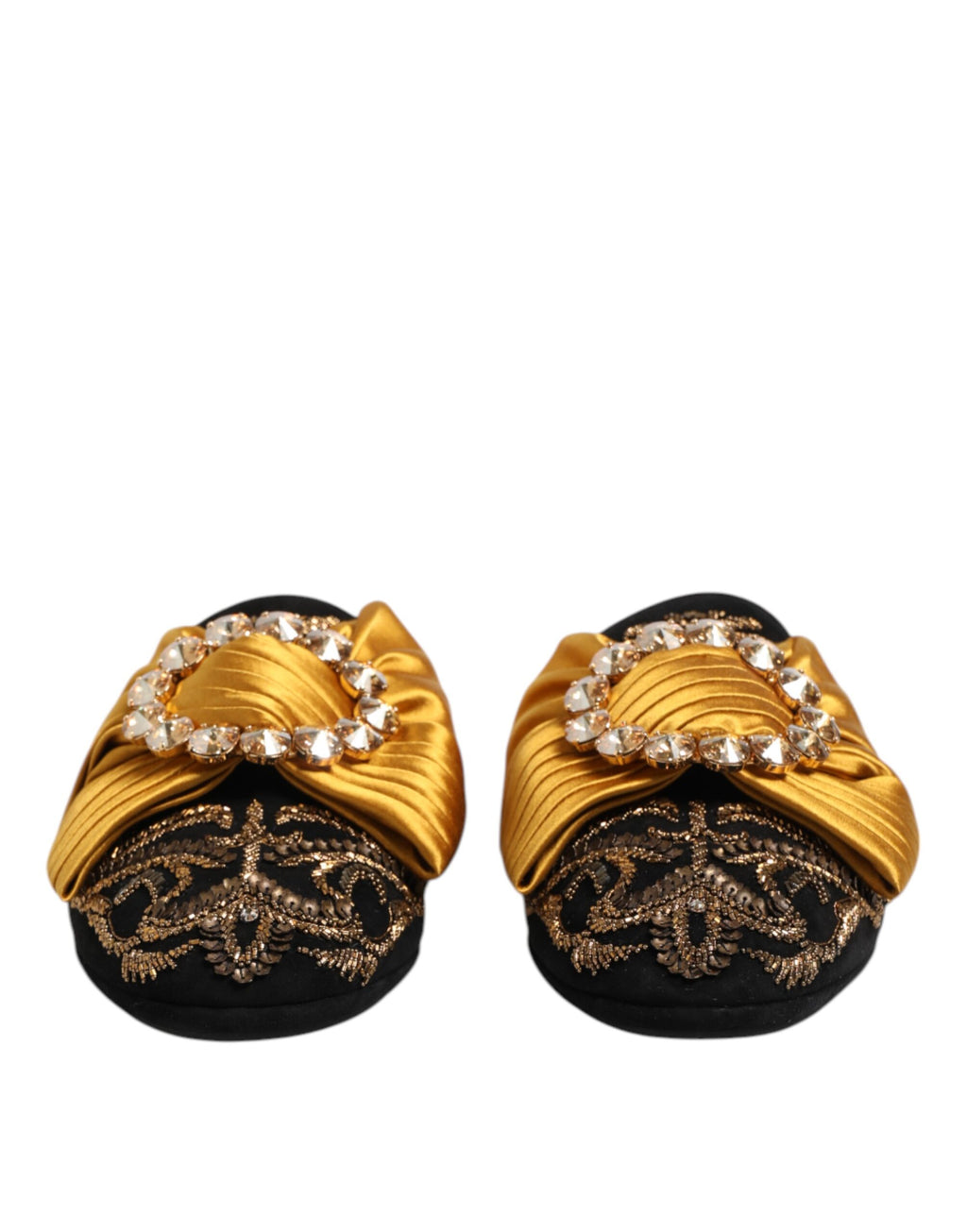 Mehrfarbige verzierte flache Sandalen