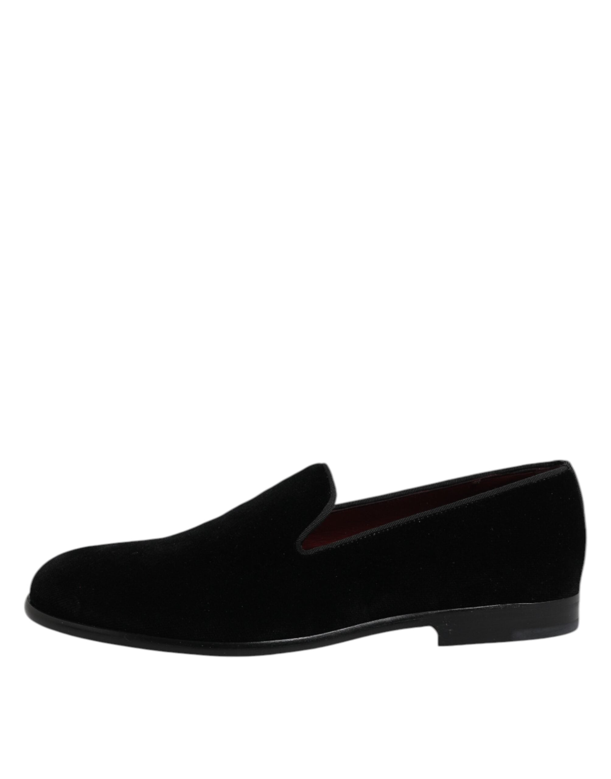 Black Velvet Slip-On Loafers Formal Shoes
