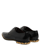 Black Leather Studded Derby Men Dress Shoes
