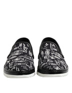 Schwarze Slip-On Loafer für Herren mit Aufdruck