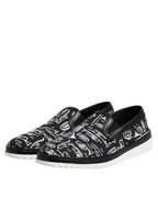 Schwarze Slip-On Loafer für Herren mit Aufdruck