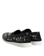 Schwarze Slip-On Loafer für Herren mit Aufdruck