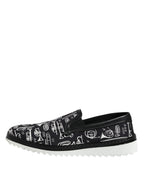 Schwarze Slip-On Loafer für Herren mit Aufdruck