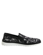 Schwarze Slip-On Loafer für Herren mit Aufdruck