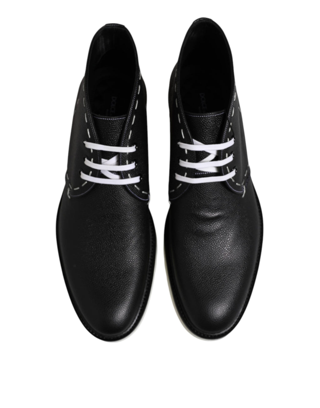 Schwarze Weiße Leder Stiefeletten Schuhe