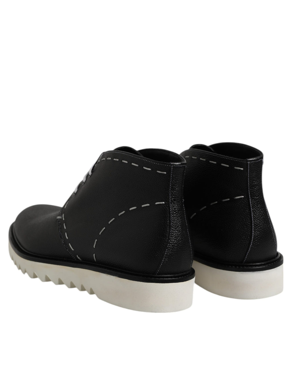 Schwarze Weiße Leder Stiefeletten Schuhe