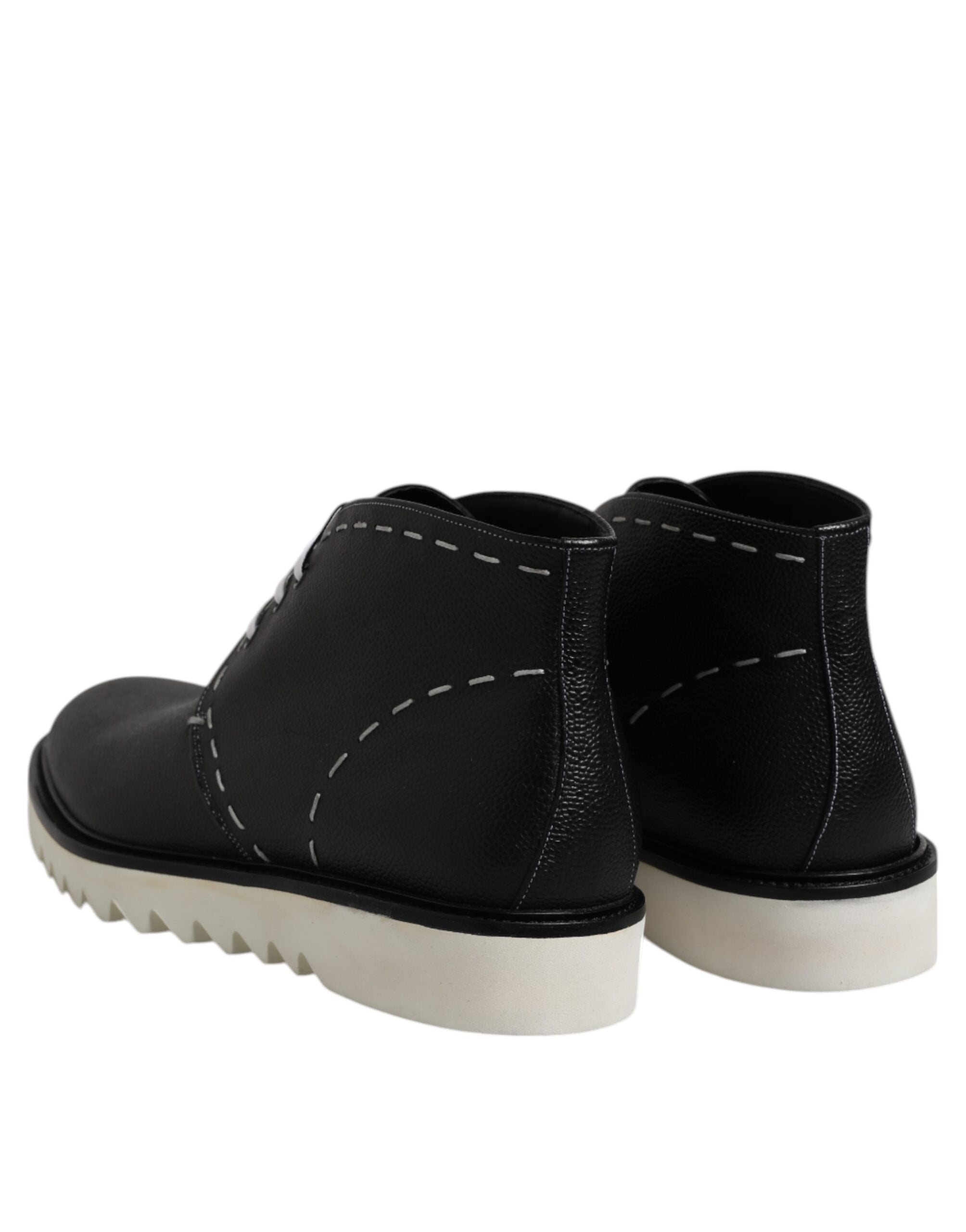 Schwarze Weiße Leder Stiefeletten Schuhe