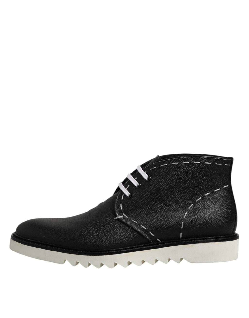 Schwarze Weiße Leder Stiefeletten Schuhe
